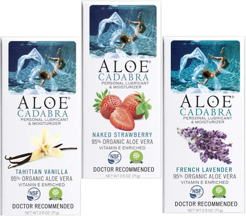 Aloe Cadabra Variety Pack Personal Lubricant, Organic Aloe Lube for Men, Women,