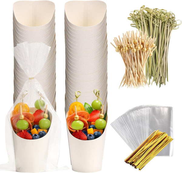 WixiTool Disposable Charcuterie Cups 120 PCS with 200PCS Sticks and 120PCS Bags, 14