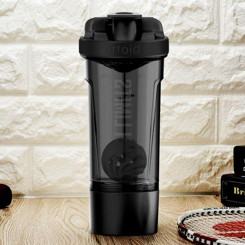 Artoid Mode Inspirational Fitness Protein Shaker Bottle 24-Ounce, Dual Mixing Technology with Storage Box Included