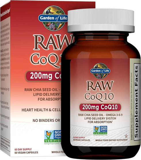 Garden of Life Vegetarian Omega 3 6 9 Supplement, Raw CoQ10 Chia Seed Oil, Antioxidant Support, 60 Capsules