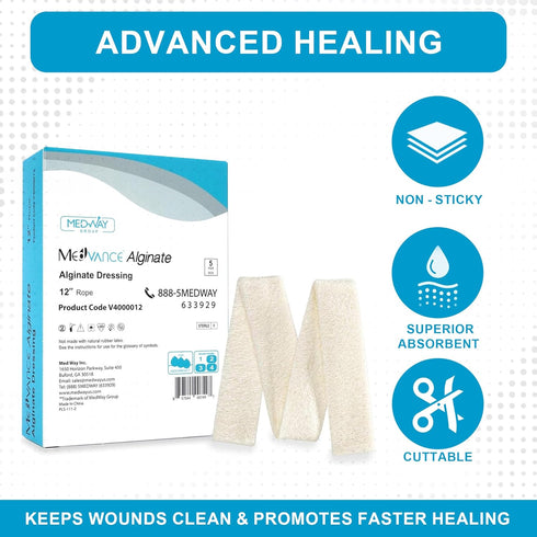 MedVance TM Alginate Calcium Alginate Dressing, 12" Rope, Box of 5 Dressings