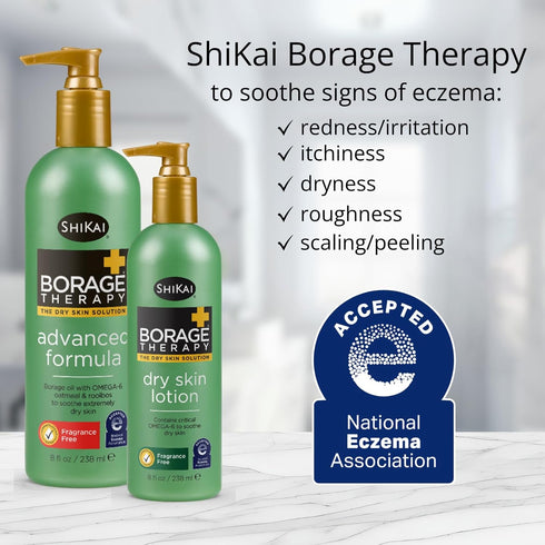 ShiKai Borage Therapy Dry Skin Lotion Moisturizer (16oz, Pack of 2) - Unscented Skincare