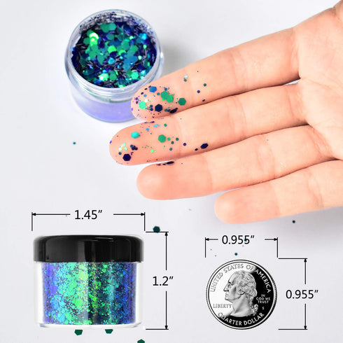 Wenida Body Glitter 9 Colors 190g Holographic Iridescent Cosmetic Festival Makeup Chunky Powder for Nail Hair Eye Face