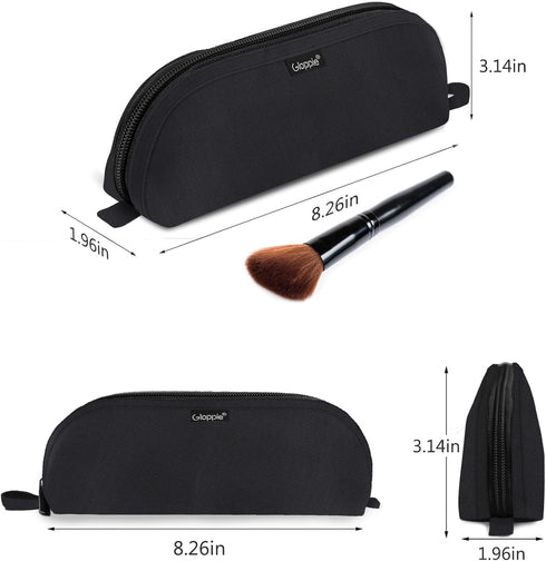 Gloppie Makeup Brush Holder Travel, Small Organizer Pouch for 10 Brushes, Portable Cosmetic Case, Black