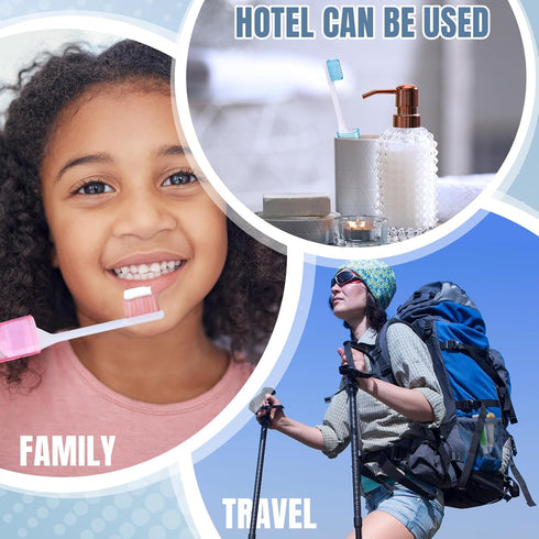 Patelai Travel Toothbrush Bulk, Folding Mini Toothbrush with Case, Soft Portable Travel Size, 2 Pcs, Couple Color