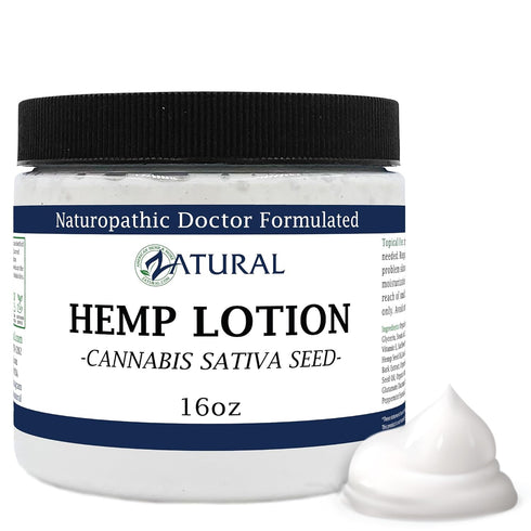 Zatural Hemp Lotion, Therapeutic Body Lotion with Hemp Seed Oil, 16 Ounce Jar.