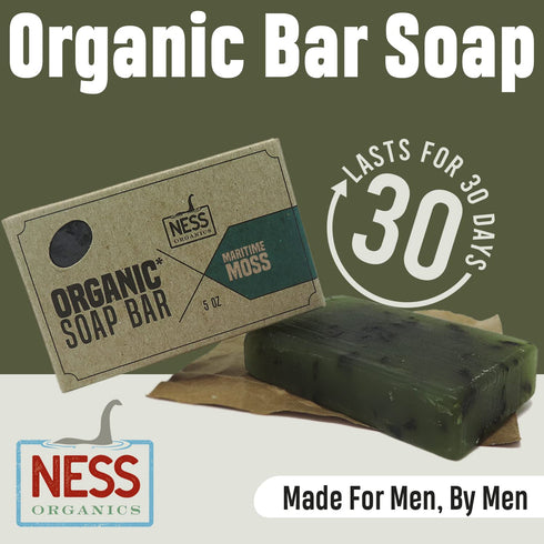 Ness Mens Soap Bar - Maritime Moss Scent, Natural Soap with Organic Ingredients, Handmade in the USA