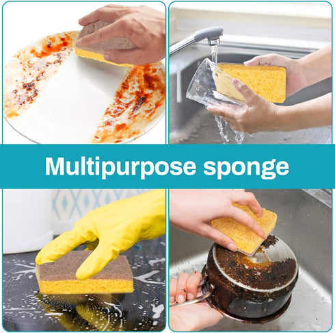 10PCS Natural Sponges for Dishes, Biodegradable Eco Friendly Non-Scratch Kitchen Cleaning Sponges
