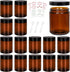 Keketin 8 oz Amber Glass Jars, 16 Pack Empty Cosmetic Containers with Black Lids, Refillable Round Cream Jars for Travel