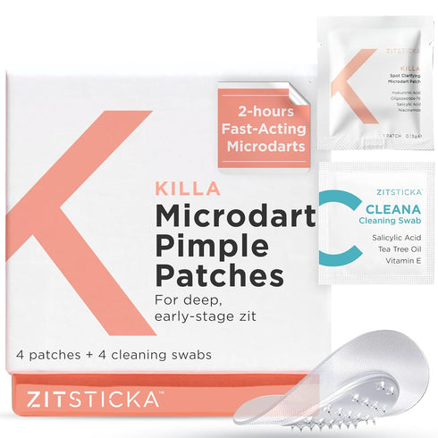 ZitSticka Killa Acne Patches for Face, World's Most Potent Pimple Patch with Fast-Acting Microdarts, 4 Count