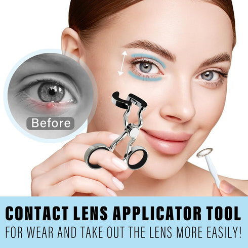 RQUXMT Contact Lens Applicator Tool - Easy Lens Helper for Beginners, Long Nails, Travel & Daily UseBlack