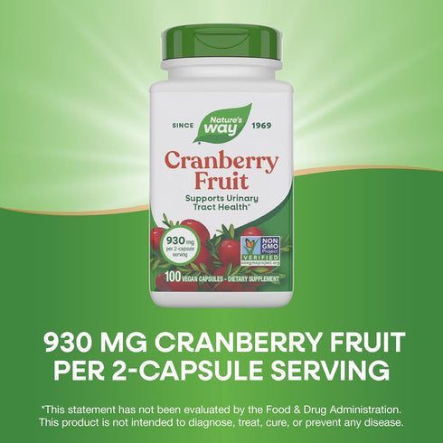 Nature's Way 930 2-Capsule 100 (Packaging Cranberry Fruit, Cranberry Supplements, Supports Urinary Tract Health*, mg