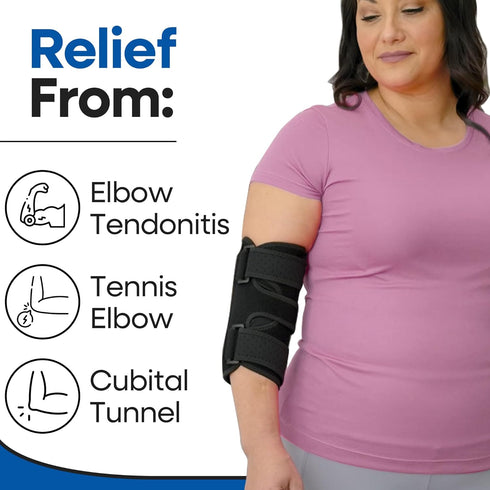 Elbow Splint Tendonitis Tennis Elbow Brace, Cubital Tunnel Support for Sleeping, Arm Support & Compression Sleeve for