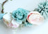 Vivivalue Boho Flower Headband Women Floral Crown Hair Wreath with Ribbon for Wedding Party Festival Photos Blue