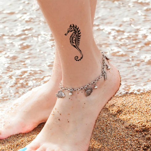 12 Sheets Temporary Tattoos for Men | Maori Stingray Shark Whale Polynesian Tribal Fake Tattoo