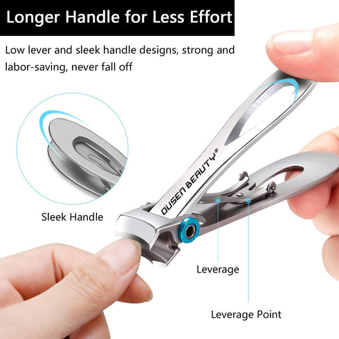 Nail Clippers for Thick Nails, Extra Wide Jaw Opening Stainless Steel Finger & Toe Nail Clipper Set (3 Pcs)