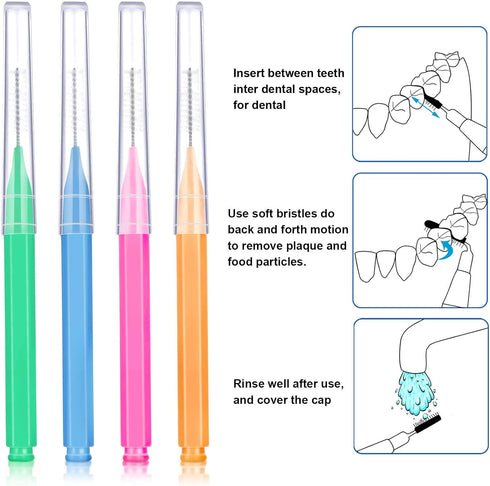 Patelai 100 Pieces Braces Brush for Cleaner Interdental Brush Toothpick Dental Hygiene Flosser Tooth Cleaning Tool