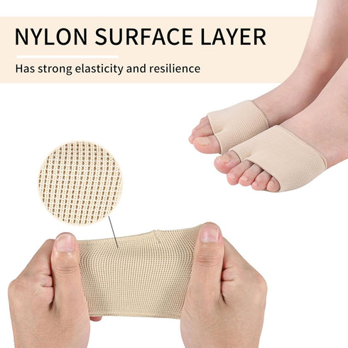 3 Pairs Fabric Metatarsal Pads, Gel Sleeve Cushions for Ball of Foot Pain Relief, Foot Health Care
