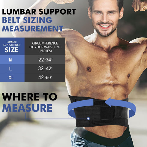 Lumbar Support Belt Lower Back Brace for Lifting - Breathable Support for Herniated Disc, Sciatica Pain Relief for Men