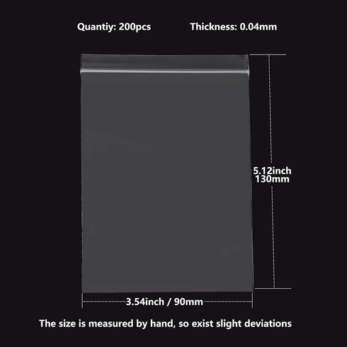 200Pcs Resealable Zip Plastic Bags 3.5 x 5 Inches - Clear Self Sealing Bags for Jewelry, Cookie, Candy, Birthday Party
