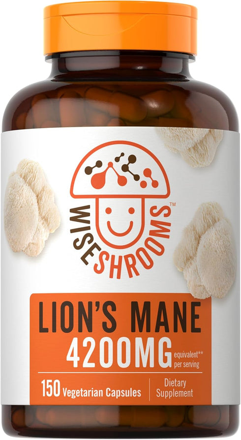 Carlyle Lions Mane Supplement Capsules 4200 mg | 150 Count | Vegetarian, Non-GMO, Gluten Free Wiseshrooms