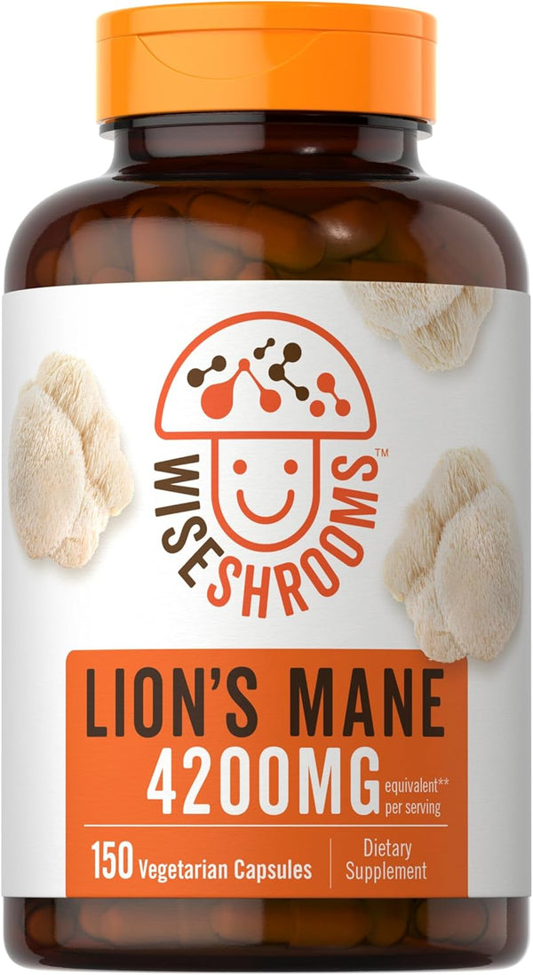 Carlyle Lions Mane Supplement Capsules 4200 mg | 150 Count | Vegetarian, Non-GMO, Gluten Free Wiseshrooms