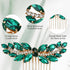 inSowni 7 Pieces Vintage Bridal Wedding Glitter Emerald Green Rhinestone Hair Side Combs and U-shaped Hair Pins