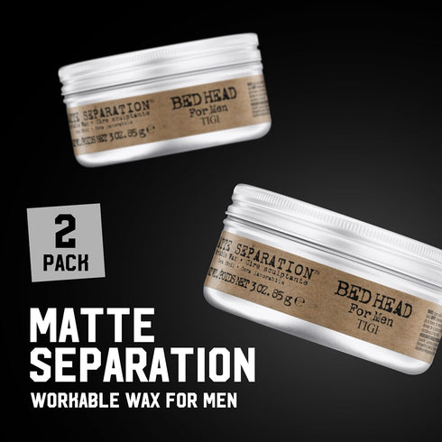 TIGI Bed Head for Men Matte Separation Workable Wax - Strong Hold Hair Wax, 3 oz (2 Pack)
