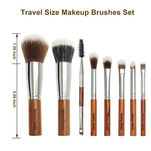 Travel Makeup Brushes Set with Case, 8 Pcs Travel Size Makeup Brush Set for Foundation, Powder, Eyebrow, Eye Shadows,