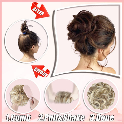 Messy Bun Hair Piece, Thick Updo Scrunchies Hair Extensions for Women, Dark Auburn