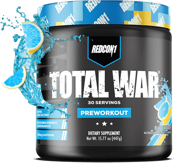REDCON1 Total War Pre Workout Powder, Blue Lemonade | Beta Alanine + Citrulline Malate | 30 Servings, Keto Friendly,