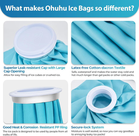 Ice Pack for Injuries Reusable: Ohuhu 3 Packs Ice Cold Packs for Hot & Cold Therapy Pain Relief (Light Blue)