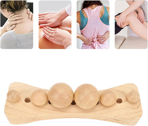 SPYMINNPOO 11 6 Wood Massage Stretcher Psoas Hip Back Neck Shoulder Base Holes Balls Massage Tool Beech Lumbar Release