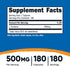 Nutricost L-Tyrosine 500mg, 180 Capsules - Gluten Free & Non-GMO