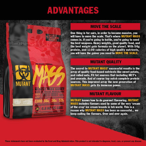 Mutant Mass Weight Mass Gainer Protein Powder - High Calorie Strawberry Banana, 5 Pound