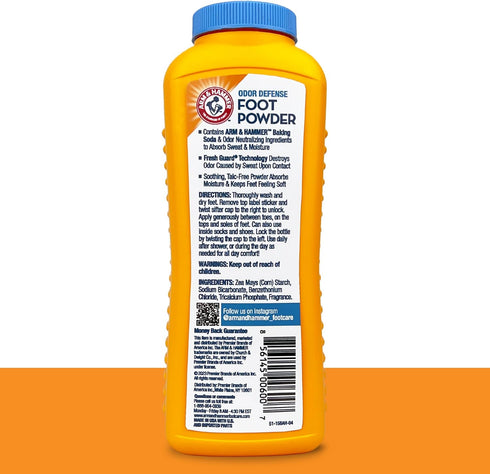 Hammer 7 oz (3 Pack) Arm & Foot Powder for Shoes & Feet, Talc-Free Odor & Moisture Control for Men & Women
