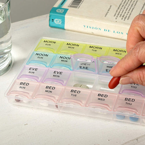INKULTURE 28 4 Pack 1 Pill Medicine Organizer Reminder Storage Box Days or Weeks