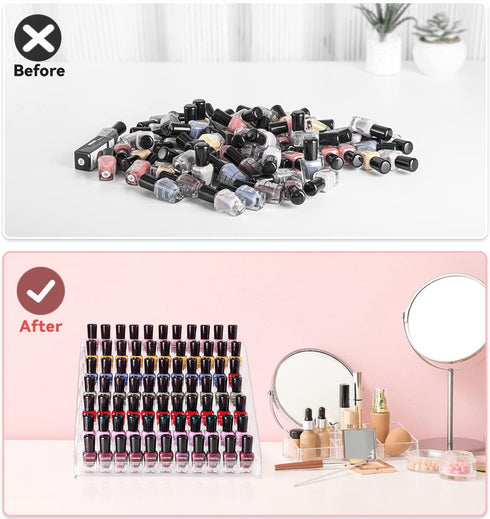 Kingtaily Nail Polish Organizer, Large Capacity 7 Layers Rack, Acrylic Stand Holder for Lipstick and Sunglasses