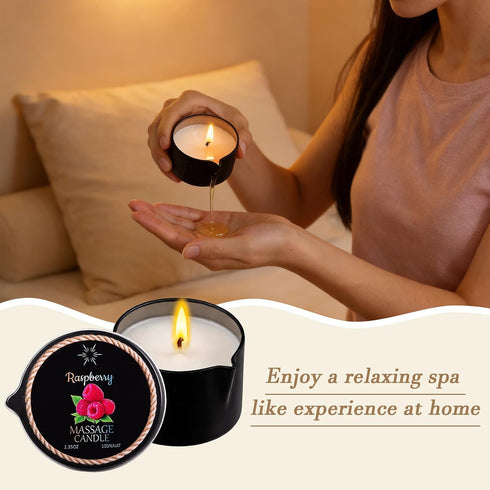 IUJOCQL 3 Pack Set (2.35 oz 3 Low Temperature Massage Oil Candle Each) Soy Wax Candles That Melt into Skin-Nourishing