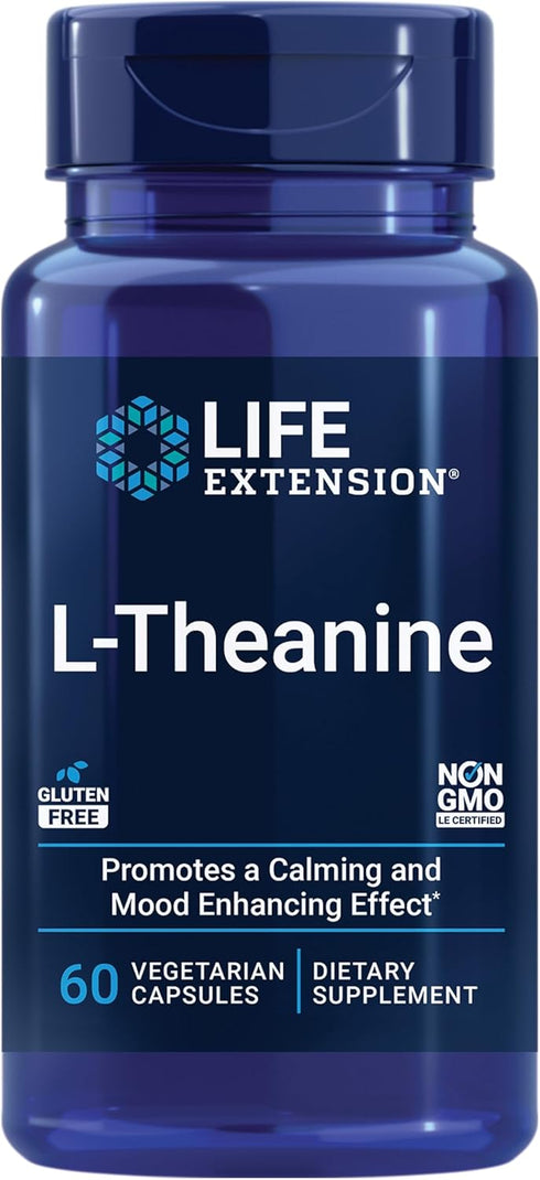Life Extension L-Theanine, 100 mg, 60 Vegetarian Capsules, Supports Calming Effect