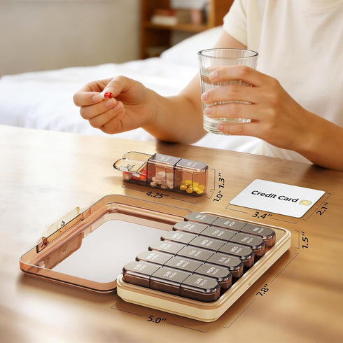 ZHIYES 3X 7 3 Weekly Pill Organizer a Day, Detachable Day Pill Box Times a Day with Moisture-Proof Design, Portable