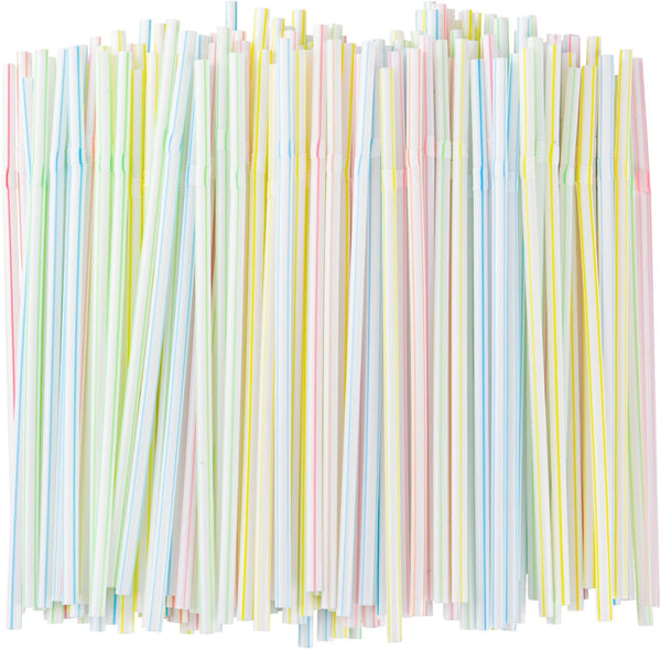 600PCS Disposable Plastic Drinking Straws, Assorted Colors Striped Straws for Party Decorations