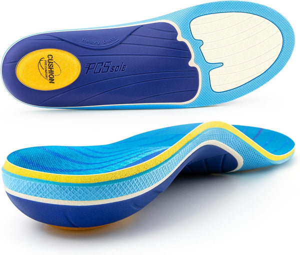 PCSsole Plantar Fasciitis Relief Sport Insoles Inserts - High Arch Support for Basketball, Athletics, Running - Reduce
