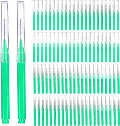 Patelai 100 Pieces Braces Brush for Cleaner Interdental Brush Toothpick Dental Hygiene Flosser (Green)