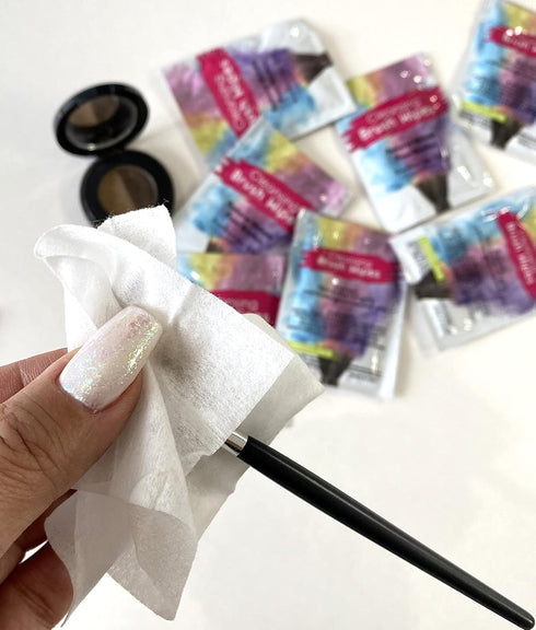 24 Individually Wrapped Makeup Brush Cleansing Cloths, Quick & Convenient Cleaner Wipe for Makeup Artists