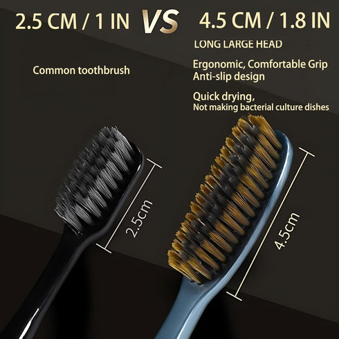 Huge Head Toothbrush Extra Hard & Firm Toothbrush Large Long Head Whitening Teeth (Golden 1 PCS)