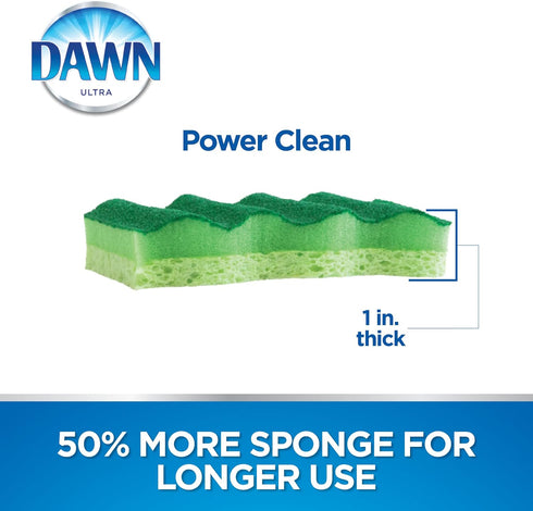 Dawn Power Clean Wedge-Shaped Scrubber Sponges, Green (Pack of 3)