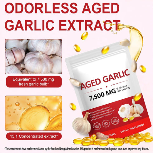 WOJBALMN 2 300 Count 7500mg Immune Years Aged Garlic Extract Capsules Garlic Supplement for Heart & Support Non-GMO