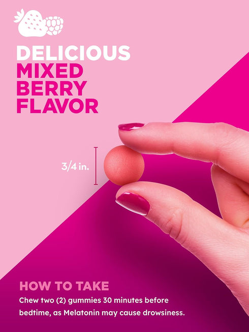 PINK Melatonin Gummies | 10mg Max Potency, Vegan, Non-GMO & Gluten Free, 70 Count, Mixed Berry Flavor