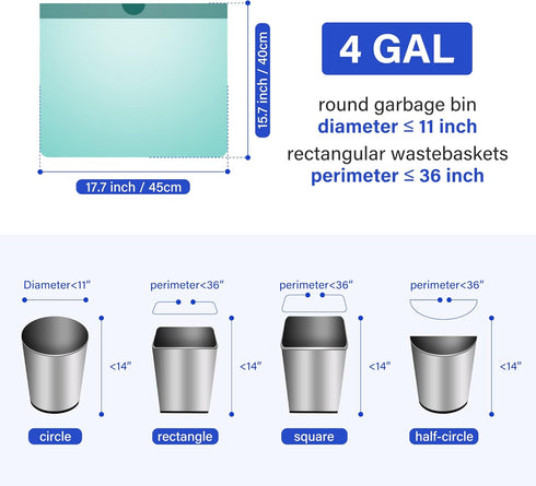 4 Gallon Compostable Trash Bags, 100% Biodegradable Drawstring Small Trash Bags for Kitchen Bathroom Office